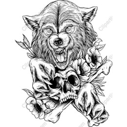 Fierce Wolf and Skull