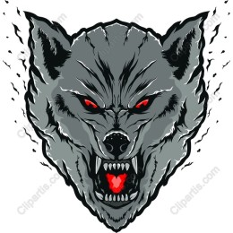Fierce Red-Eyed Wolf Head