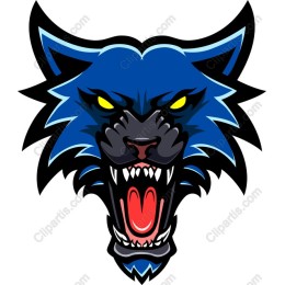 Fierce Blue Wolf Head