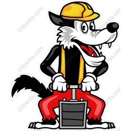 Cartoon Wolf Construction Worker