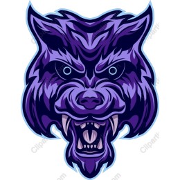 Fierce Purple Wolf Head