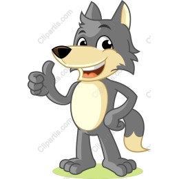 Cheerful Cartoon Wolf