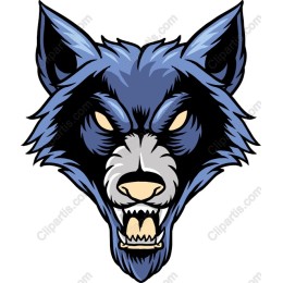 Fierce Blue Wolf Head