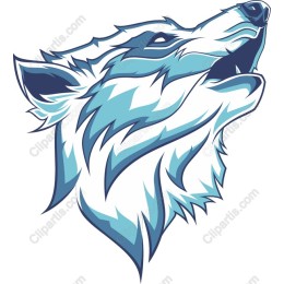 Howling Wolf in Blue & White