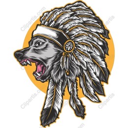 Wolf with Native American Headdress