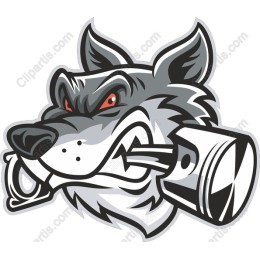 Fierce Wolf Head with Piston