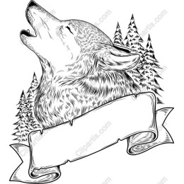 Majestic Howling Wolf with Customizable Banner