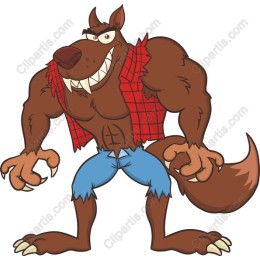 Muscular Cartoon Wolf