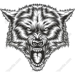 Fierce Roaring Wolf Head