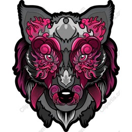 Vibrant Intricate Wolf Head