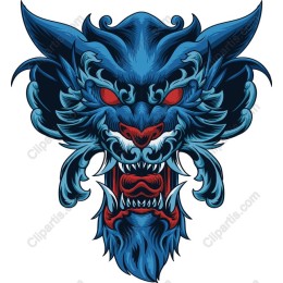 Fierce Blue Dragon Face