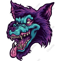 Fierce Snarling Wolf Head