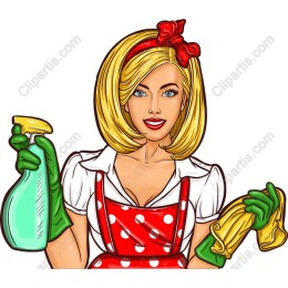 Cheerful Retro Cleaning Lady