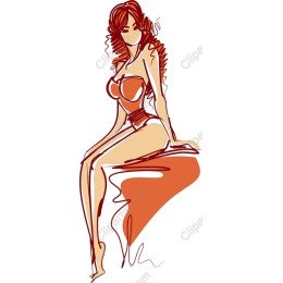 Elegant Woman in Line Art Style