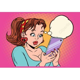 Surprised Woman with Phone Pop Art