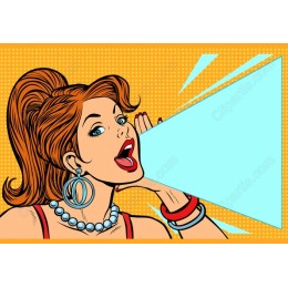 Retro Pop Art Woman with Megaphone