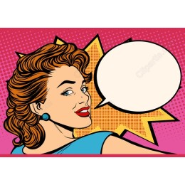Vibrant Retro Pop Art Woman with Speech Bubble