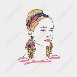 Chic of a Stylish Woman with Headscarf and Earrings