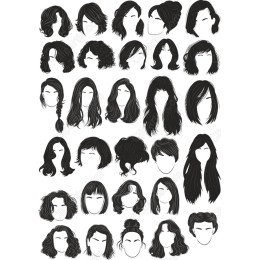  Hair Clipart Set: 36 Stylish Hairstyles