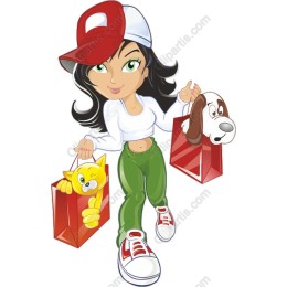 Playful Shopping Lady with Pets