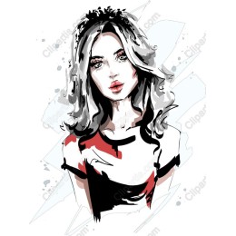 Stylish Woman Hand-Drawn