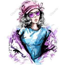 Chic Woman in Pink Beret and Sunglasses