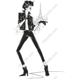 Chic Fashionista with Eiffel Tower Backdrop