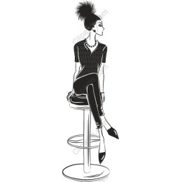 Chic Fashion: Elegant Woman on Bar Stool