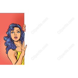 Pop Art: Blue-Haired Woman with Hand Gesture
