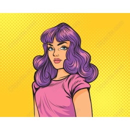 Pop Art Purple-Haired Woman