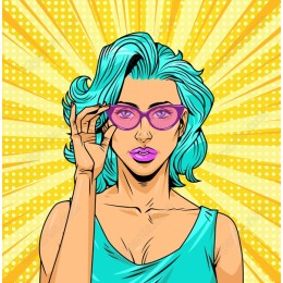 Chic Teal-Haired Woman