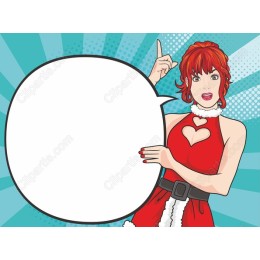 Festive Cheerful Woman with Speech Bubble
