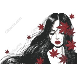 Maple Dream: Elegant of Woman Among Leaves
