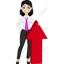 Business Growth: Confident Woman with Upward Arrow