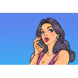Glamorous Retro Pop Art Phone Woman