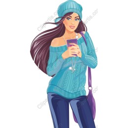 Stylish Young Woman in Turquoise Sweater