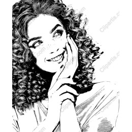 Joyful Curly-haired Woman