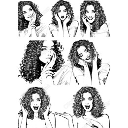 Curly Hair Expressions Set