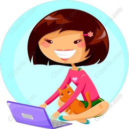 Cheerful Girl with Cat