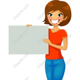 Cheerful Woman Holding Blank Sign