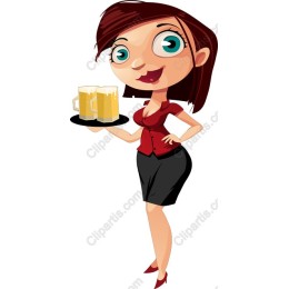 Cheerful Waitress Serving Beer