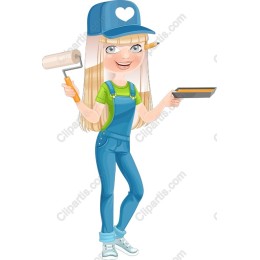 Cheerful Young Woman Painter