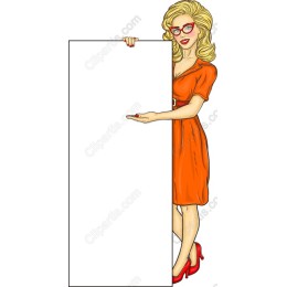 Chic Woman Holding Blank Sign