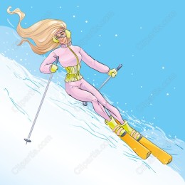 Dynamic Female Skier