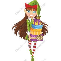 Cheerful Elf with Gifts