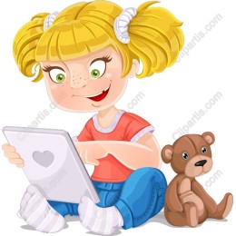 Playful Girl with Tablet