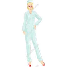 Cheerful Nurse in Mint Green Uniform