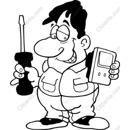 Cheerful Technician Cartoon