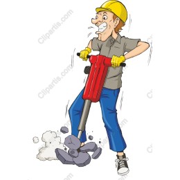 Energetic Construction Worker with Jackhammer