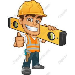 Cheerful Construction Worker with Spirit Level